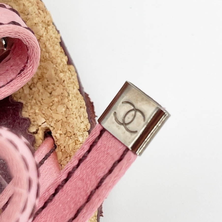 Chanel Vintage Pink Double Strap Satin Bow Cork Sole Slide Sandal Heels Eu 37.5 — image 8 of 8